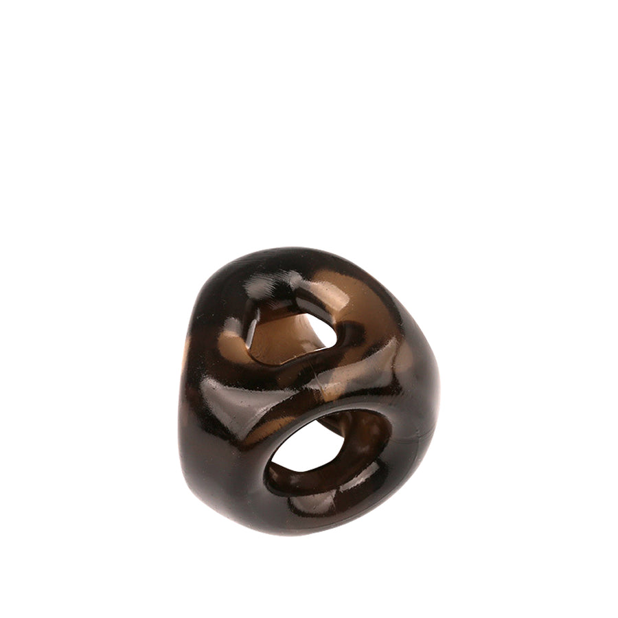Smooth dark ergonomic grip ring with curved openings for comfortable hold and control