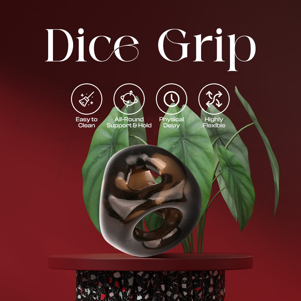 Compact grip ring design inspired by dice shape for improved finger control