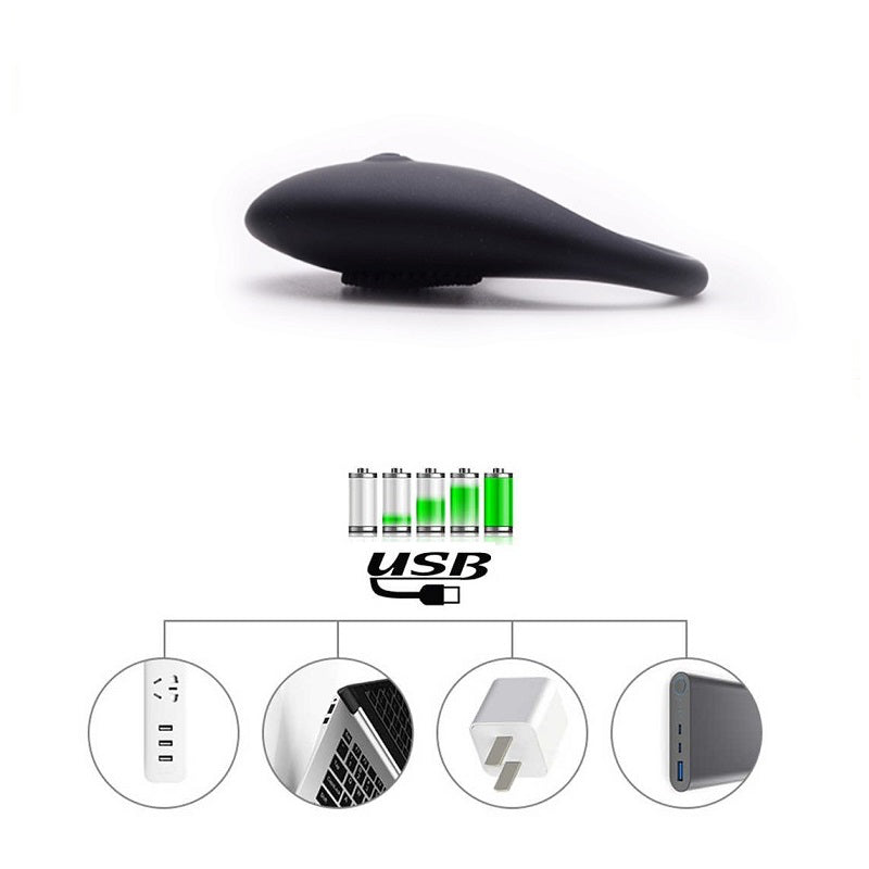 USB rechargeable vibrating couples ring with whisper-quiet motor and splashproof body-safe silicone.