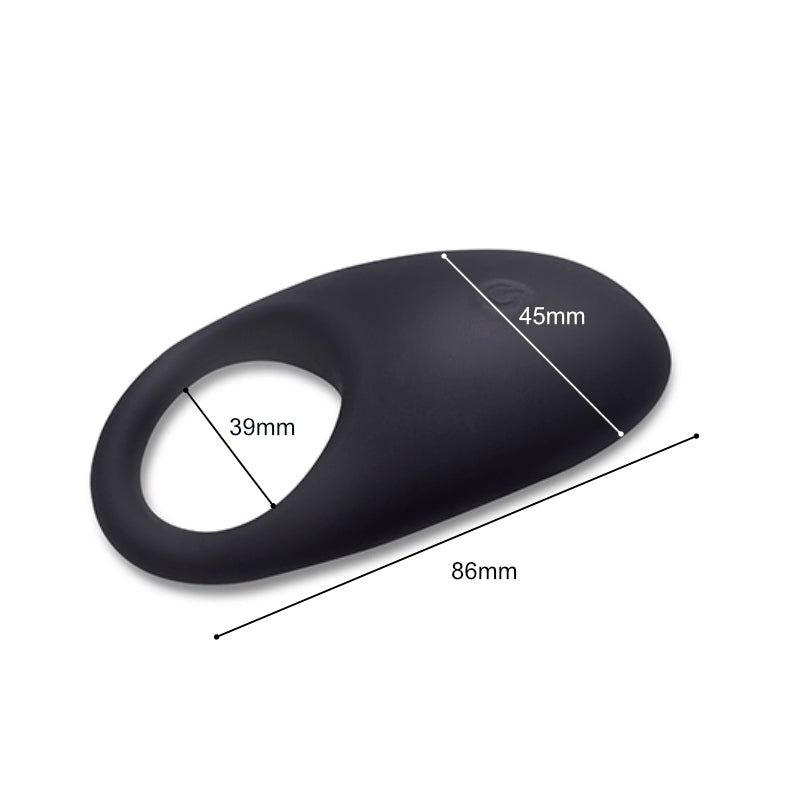 Black SilkLock couples vibrating ring featuring dimension and soft liquid silicone construction.