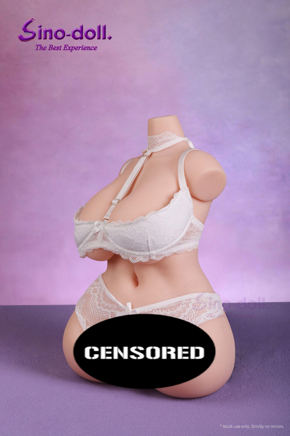 Sino Doll Soft Max 42 cm Platinum Silicone B43 Torso wearing white lingerie set.