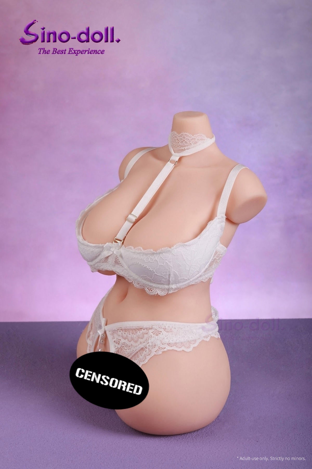 Sino Doll Soft Max 42 cm Platinum Silicone B43 Torso wearing white lingerie set.