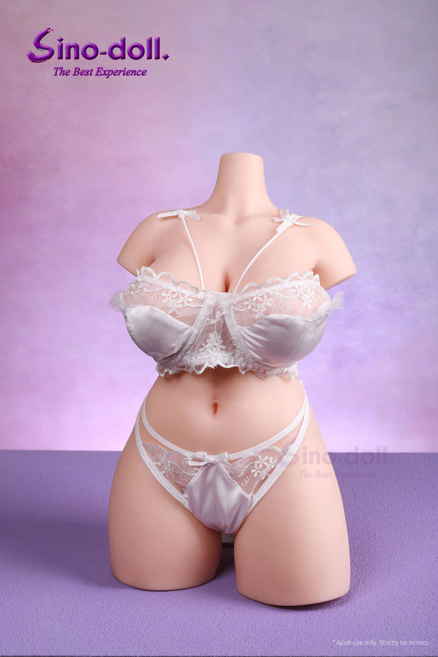 Sino Doll Soft Max 47 cm Platinum Silicone B49 Torso wearing a white lace lingerie set.