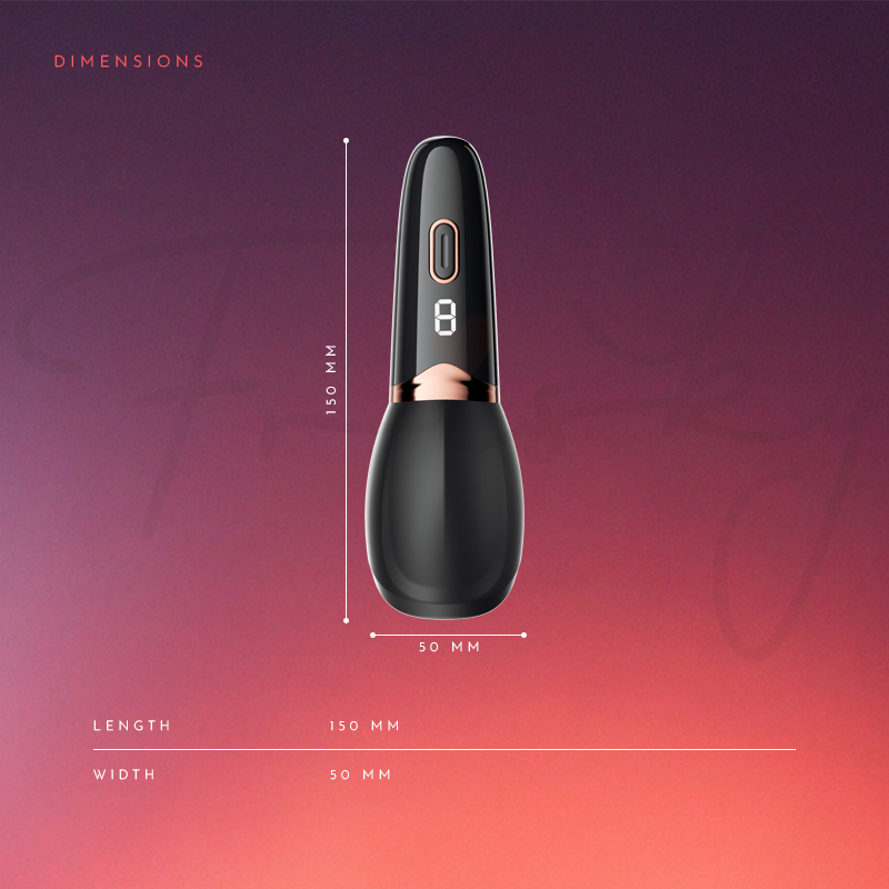 Tongue-shaped stroker shown at an angle against a deep purple background