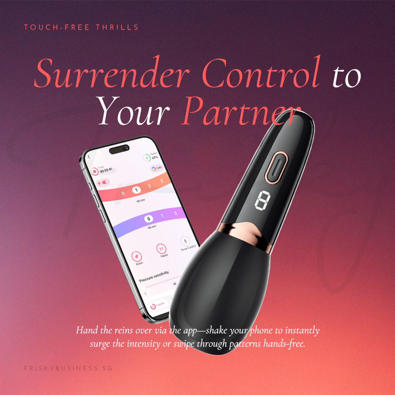 Stroker paired with a smartphone displaying the companion app