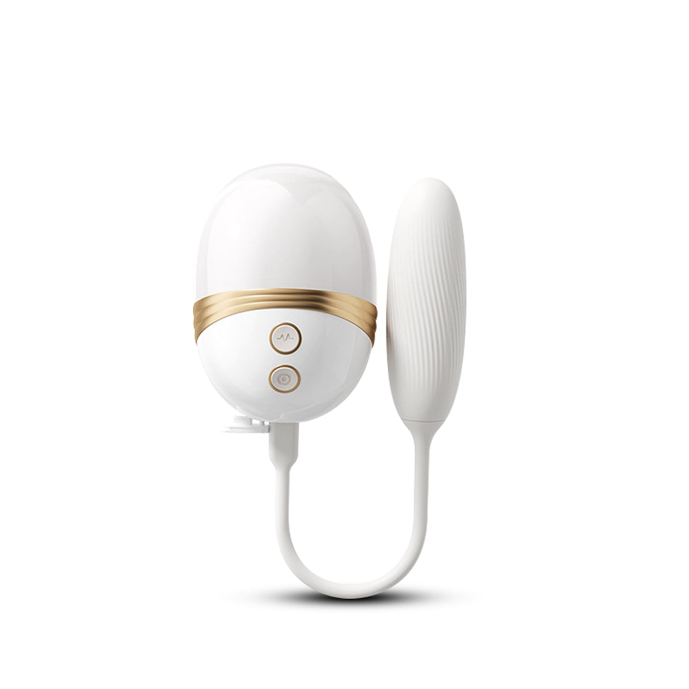 Elegant white app-controlled suction vibrator with detachable egg and smooth ergonomic silicone design