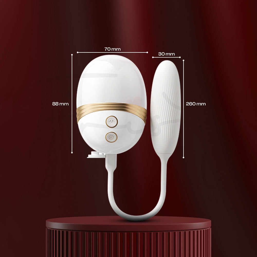 Detachable egg vibrator and main unit showcased with sleek modern compact design
