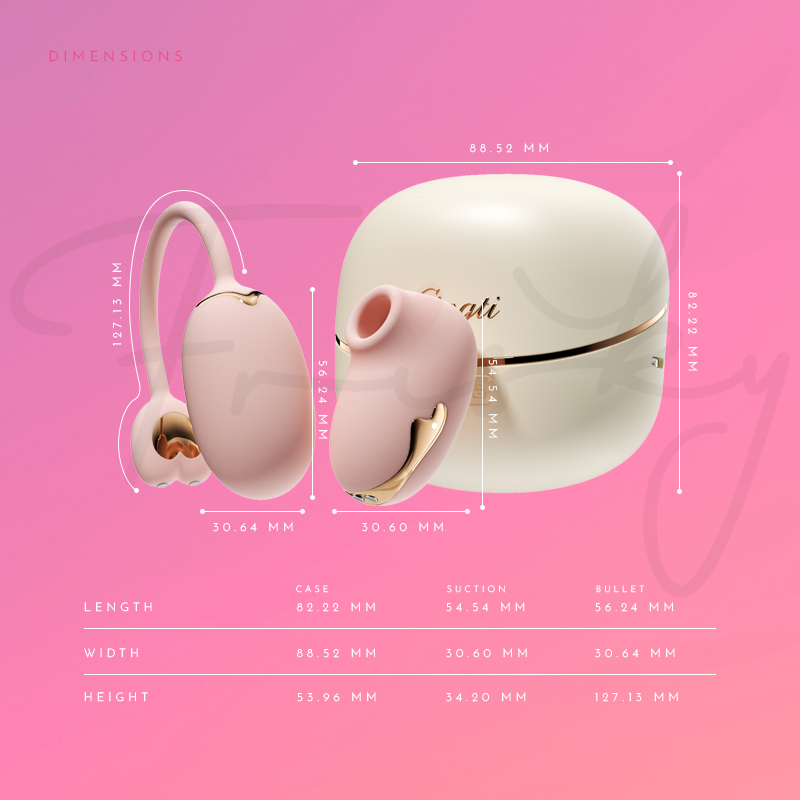 Closed rose-gold case shown beside the dual-headed massager wand