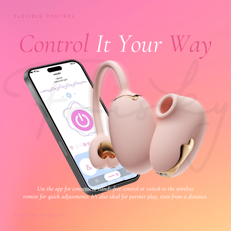 Smartphone displaying the companion app interface on a pink background