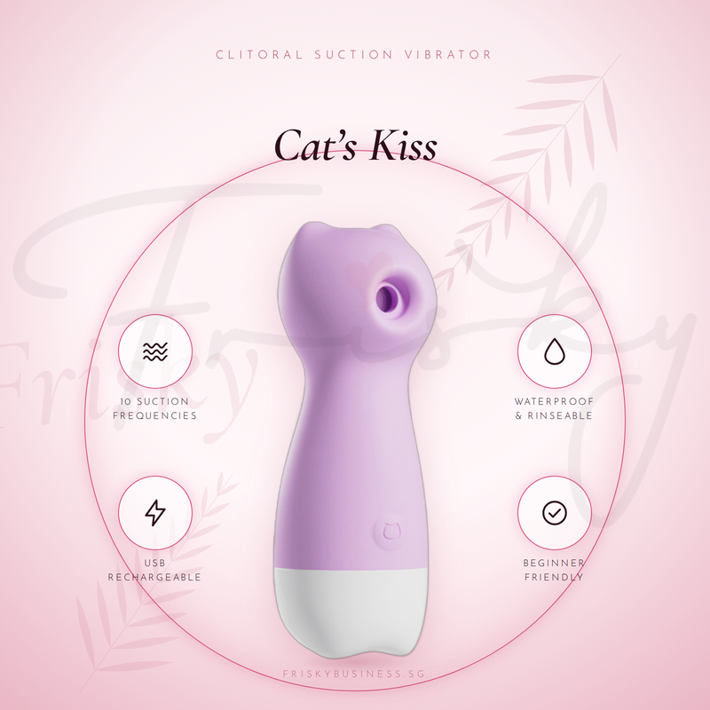 Purple mini vibrator displayed within a circular frame with feature icons on a pink background