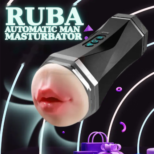 Ruba displayed against a dark purple background with glowing blue lines
