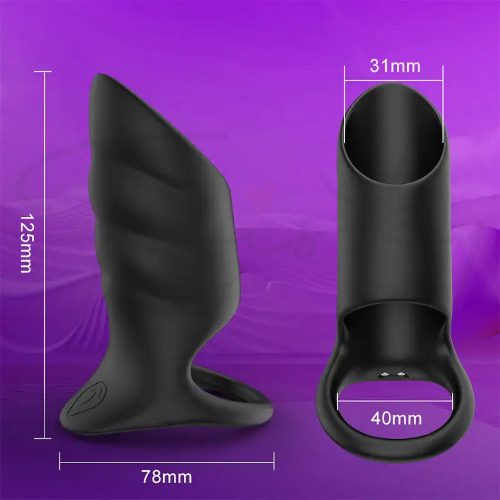 Cock ring shown against a purple background with size markings
