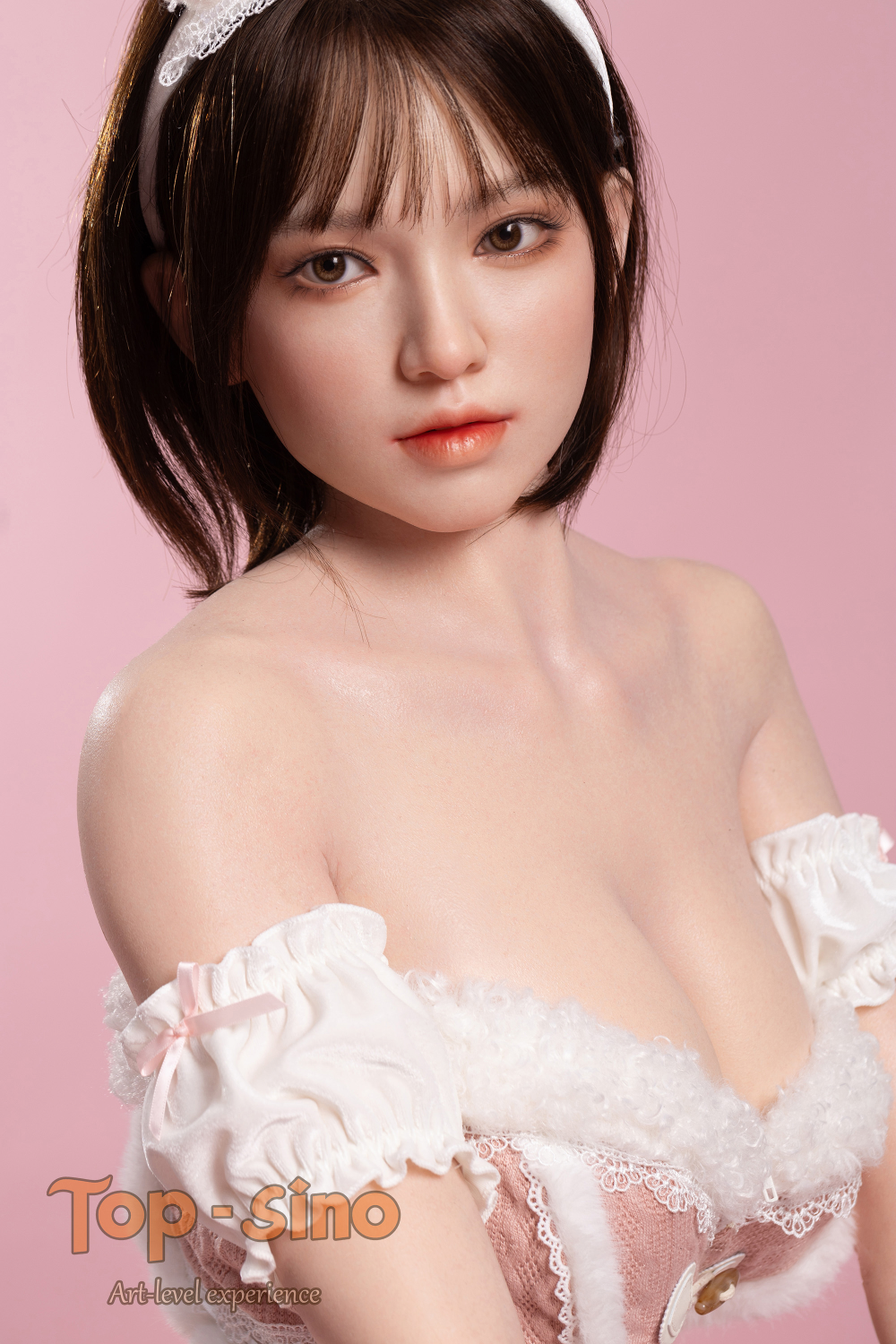 Top Sino 167 cm Platinum Silicone - Mimu (RRS+) - V4 wearing a white lace outfit.