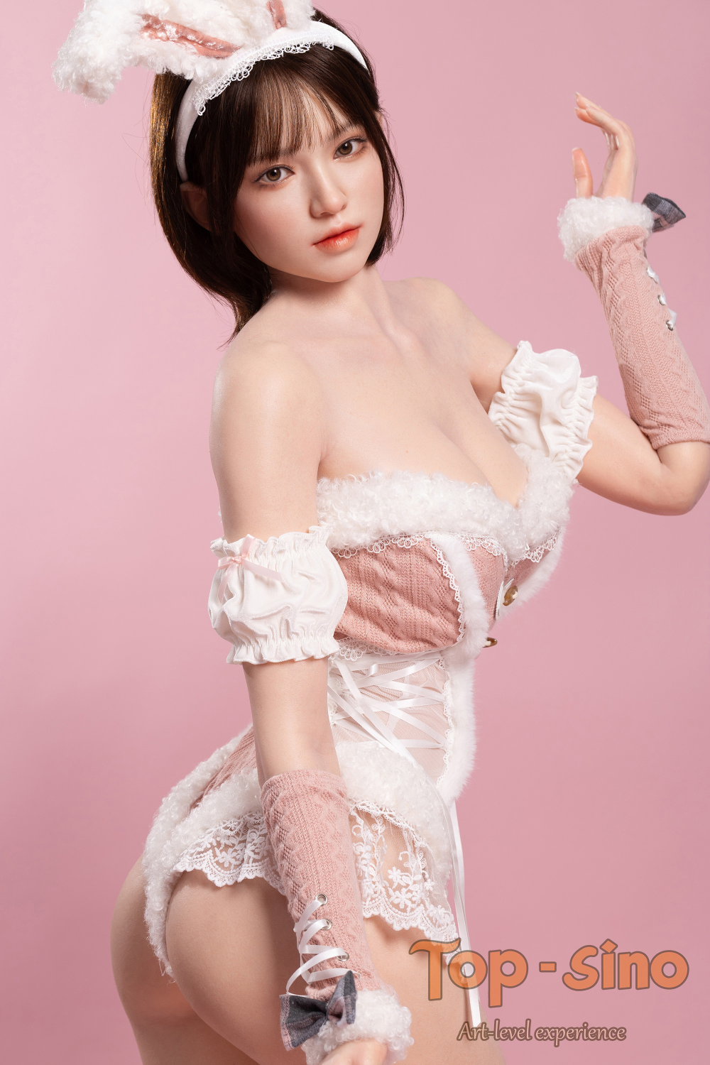 Top Sino 167 cm Platinum Silicone - Mimu (RRS+) - V4 wearing a sexy bunny outfit.