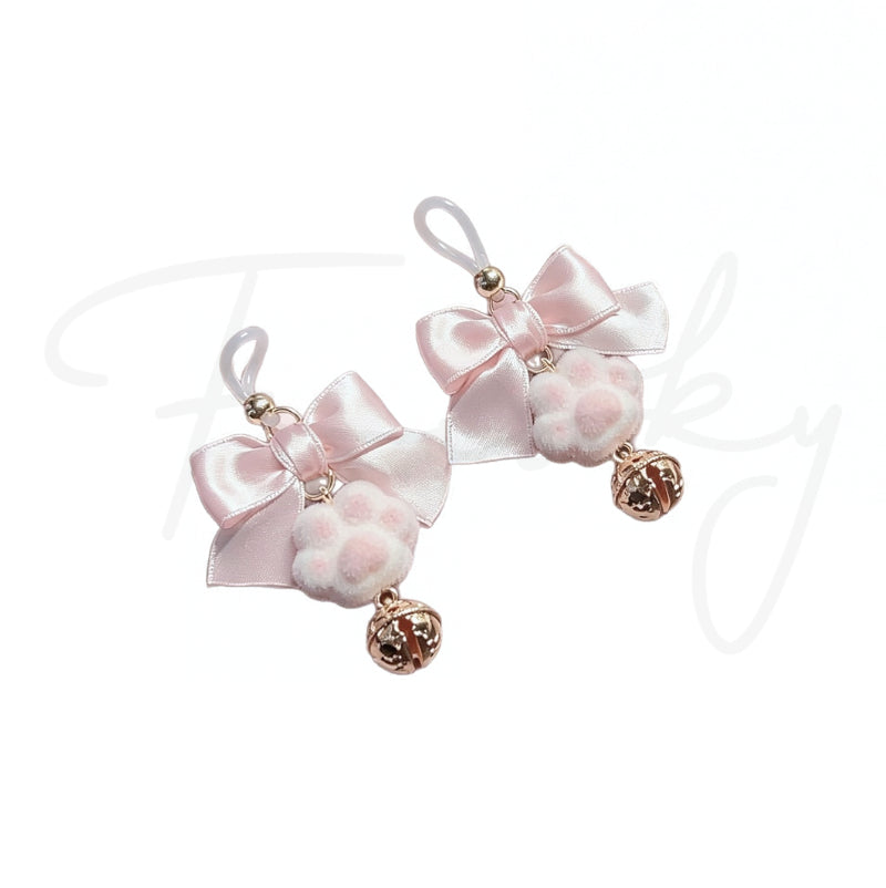 Velvet Kitten Bow Nipple Clamps with Copper Bell