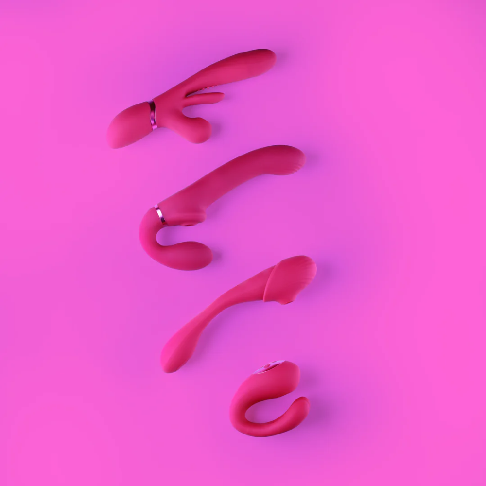 SHOTS - Ai Dual Vibrating & Air Wave Tickler Strapless Strap On - Pink