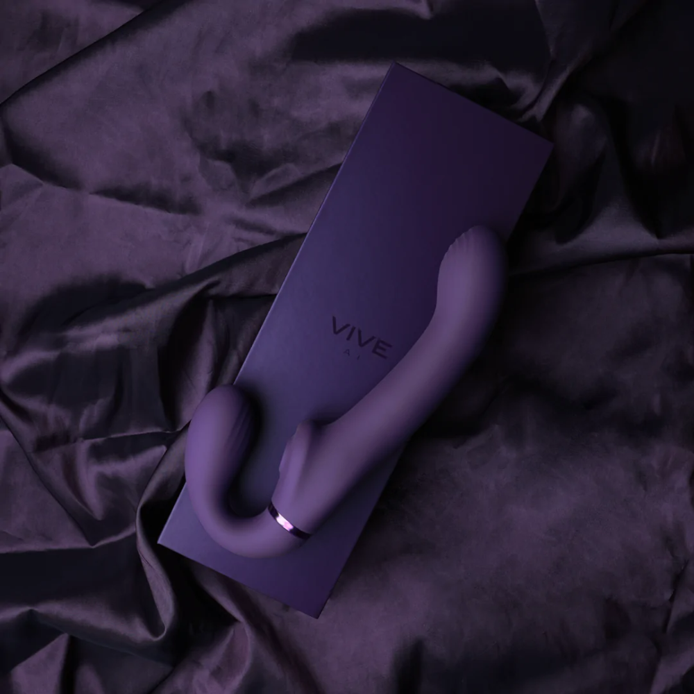 SHOTS - Ai Dual Vibrating & Air Wave Tickler Strapless Strap On - Purple