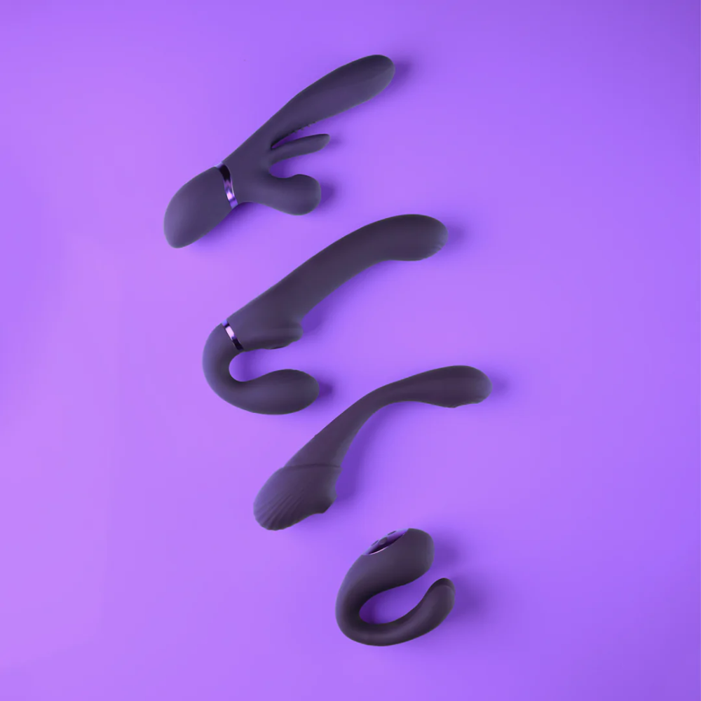 SHOTS - Ai Dual Vibrating & Air Wave Tickler Strapless Strap On - Purple