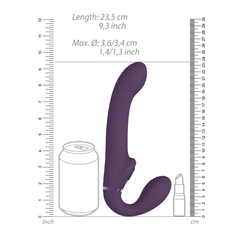 SHOTS - Ai Dual Vibrating & Air Wave Tickler Strapless Strap On - Purple