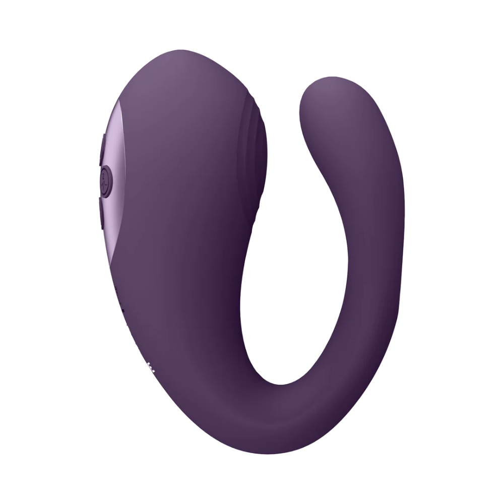 SHOTS - Yoko Triple Action Vibrator Dual Prongs with Clitoral Pulse Wave - Purple