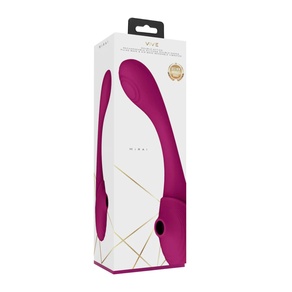 SHOTS - Mirai Double Ended Pulse Wave & Air Wave Bendable Vibrator - Pink