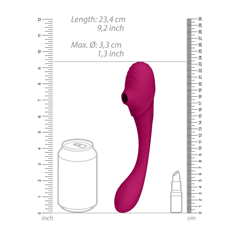SHOTS - Mirai Double Ended Pulse Wave & Air Wave Bendable Vibrator - Pink
