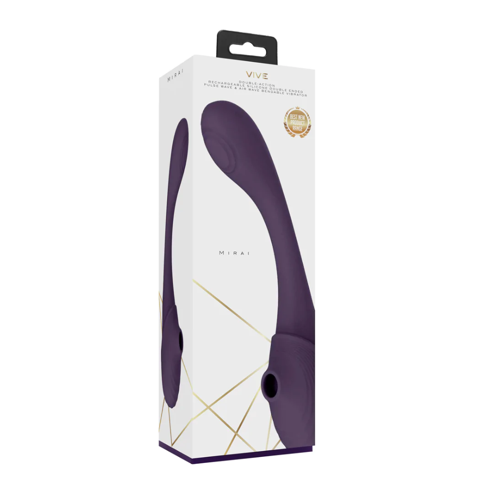 SHOTS - Mirai Double Ended Pulse Wave & Air Wave Bendable Vibrator - Purple