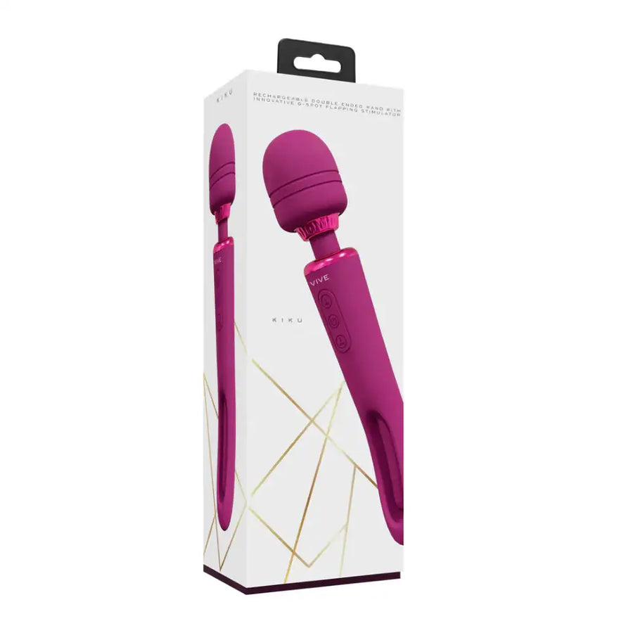 SHOTS Kiku Double Ended Wand with Innovative G-Spot Flapping Stimulator Pink dual-ended flexible adult pleasure device Singapore