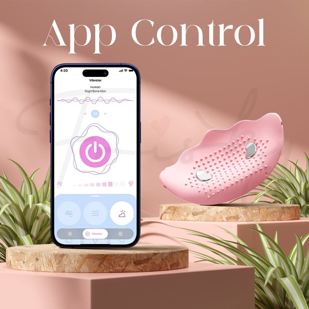 App-controlled vibrator displayed beside smartphone interface for remote use
