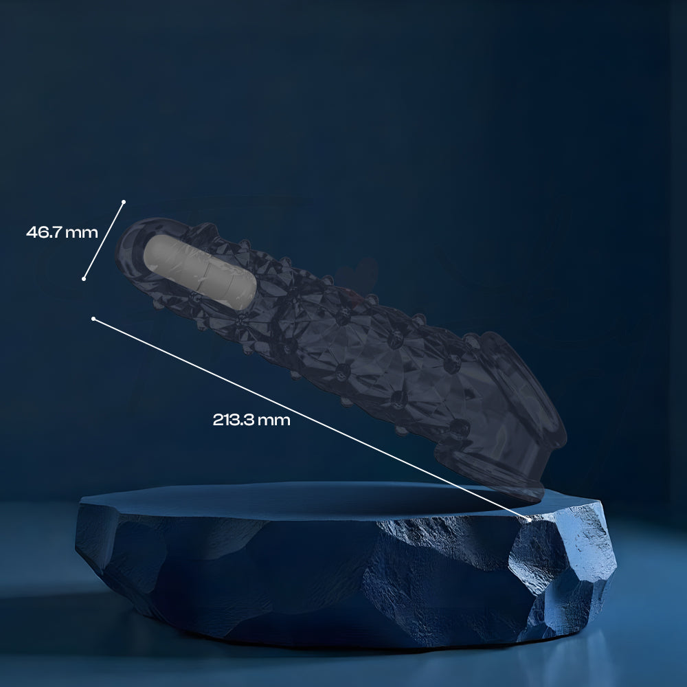 Sleeve extender highlighting internal vibration channel and textured outer surface