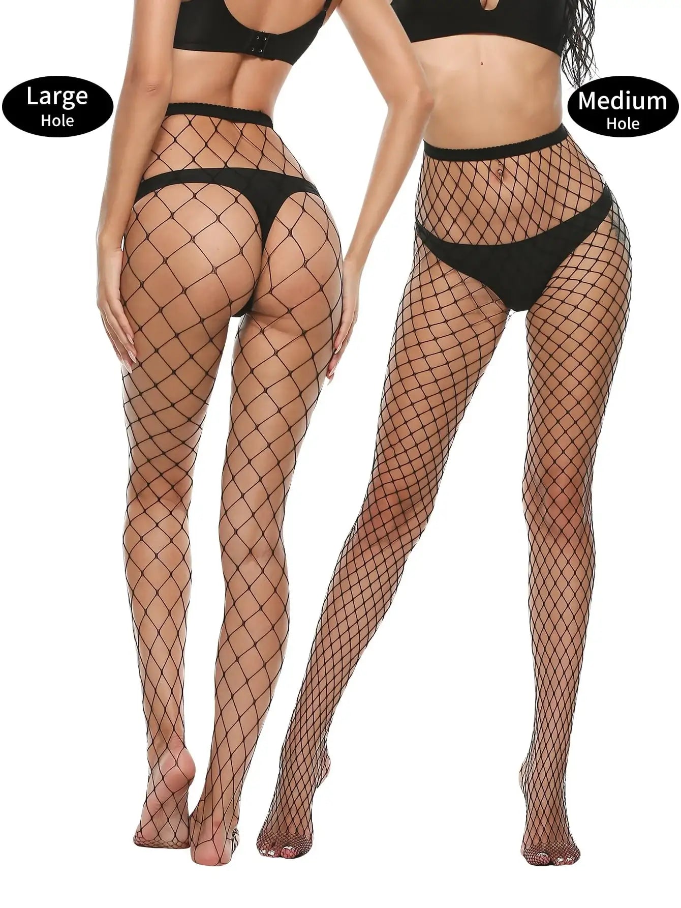 Stockings - 4 in 1 Black Fishnet Pantyhose Stockings - Frisky Business Adult Sex Toys Shop