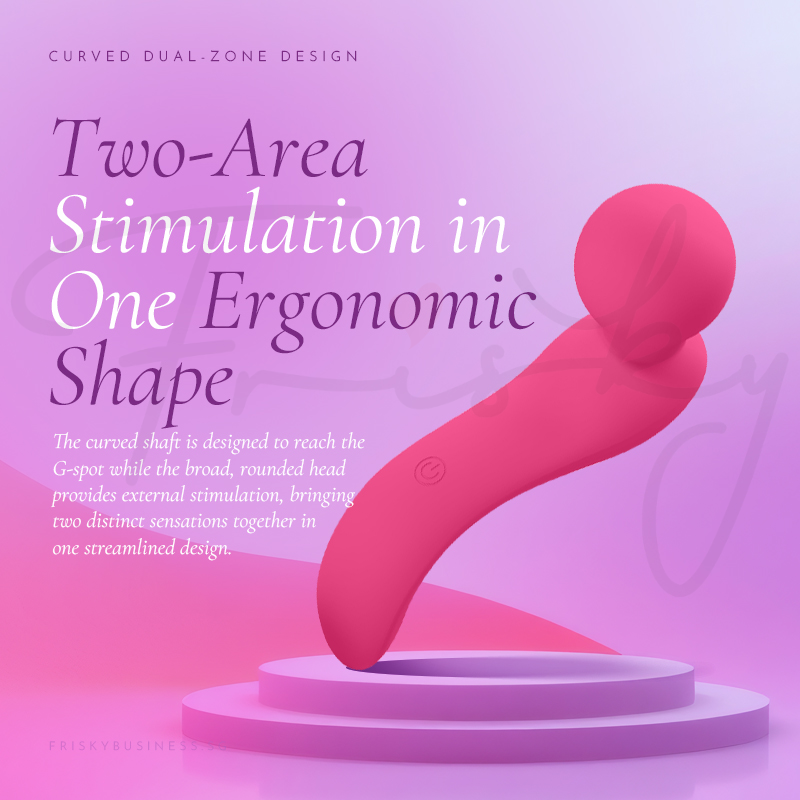 Vibrator's curved shown on a purple-pink gradient background.