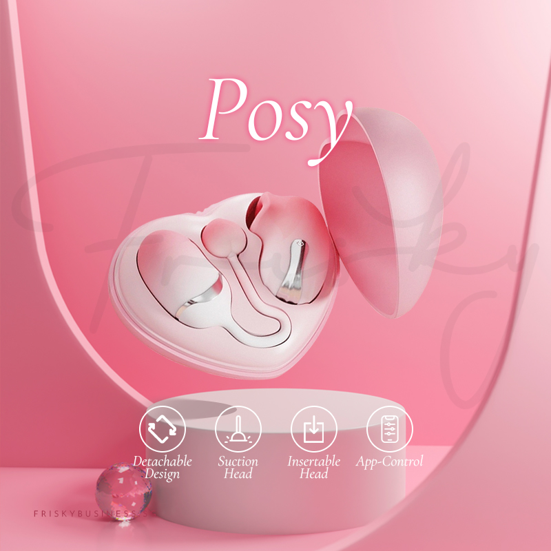 Stimulator and case displayed against a soft pink gradient background.