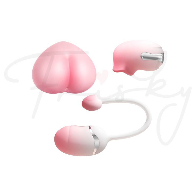 Petal-shaped stimulator and egg attachment shown side by side on a white background.