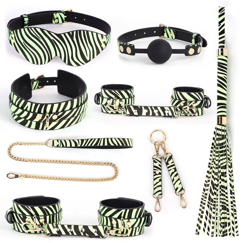 BDSM - 7 Pieces Luminous Leopard/Zebra Print Set