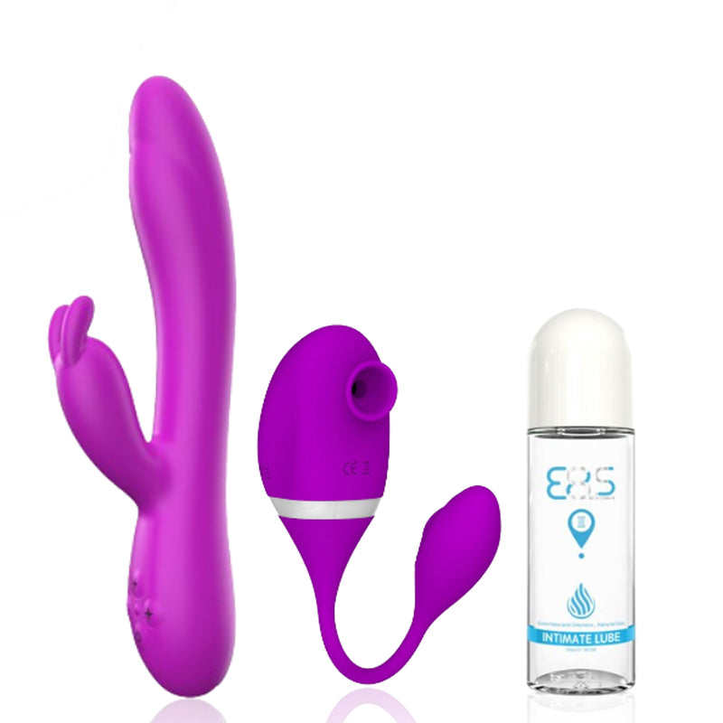 Bundle and Save - Vibrator, Suction Toy, Lubricant