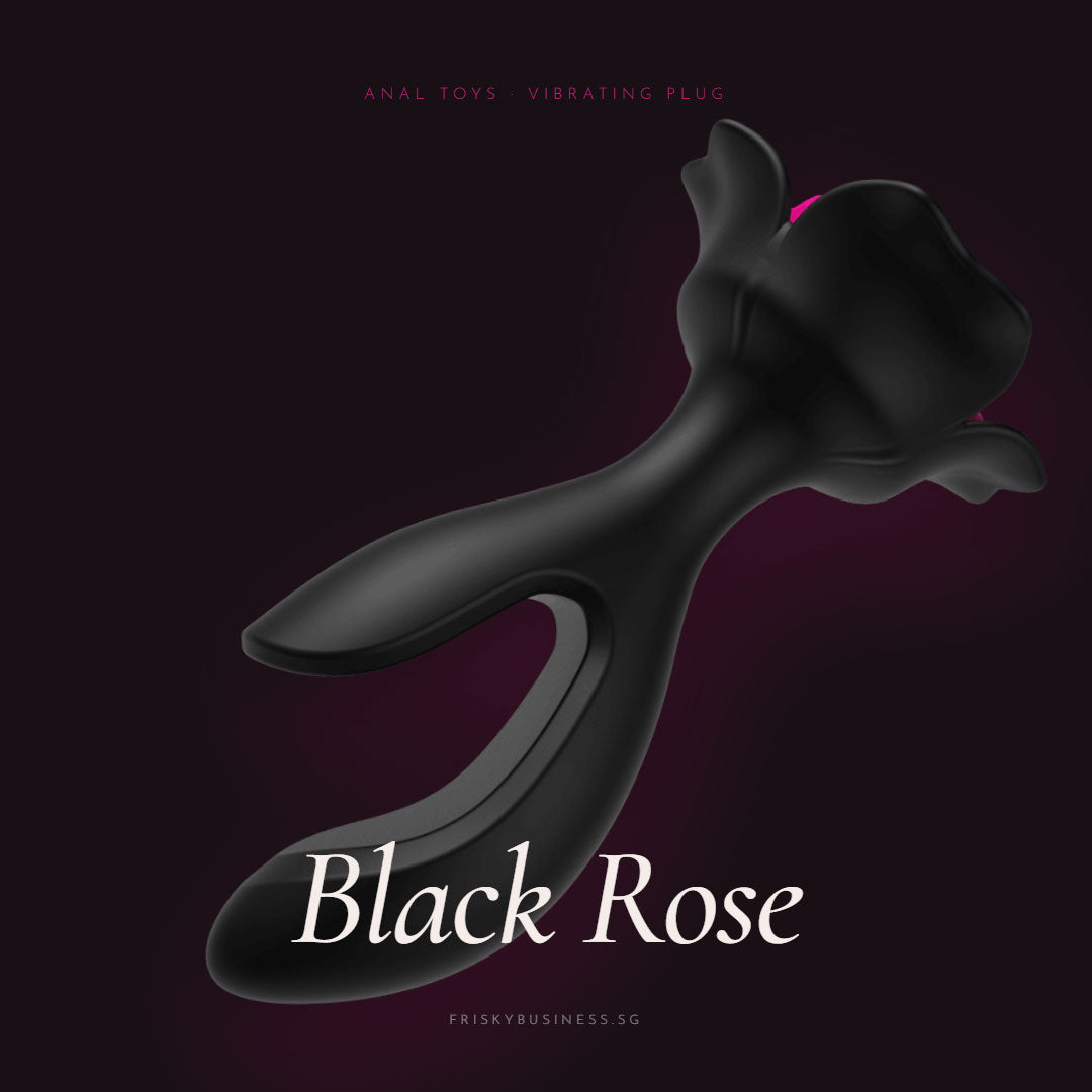 Black Rose Vibrating Anal Plug with Remote