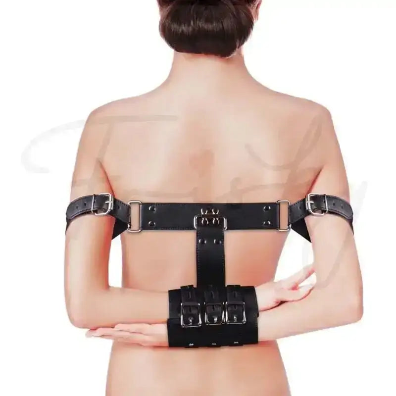 SHOTS Ouch! Complete Arm Restraints black sleek black leather design stylish and functional for intimate restraint play Singapore