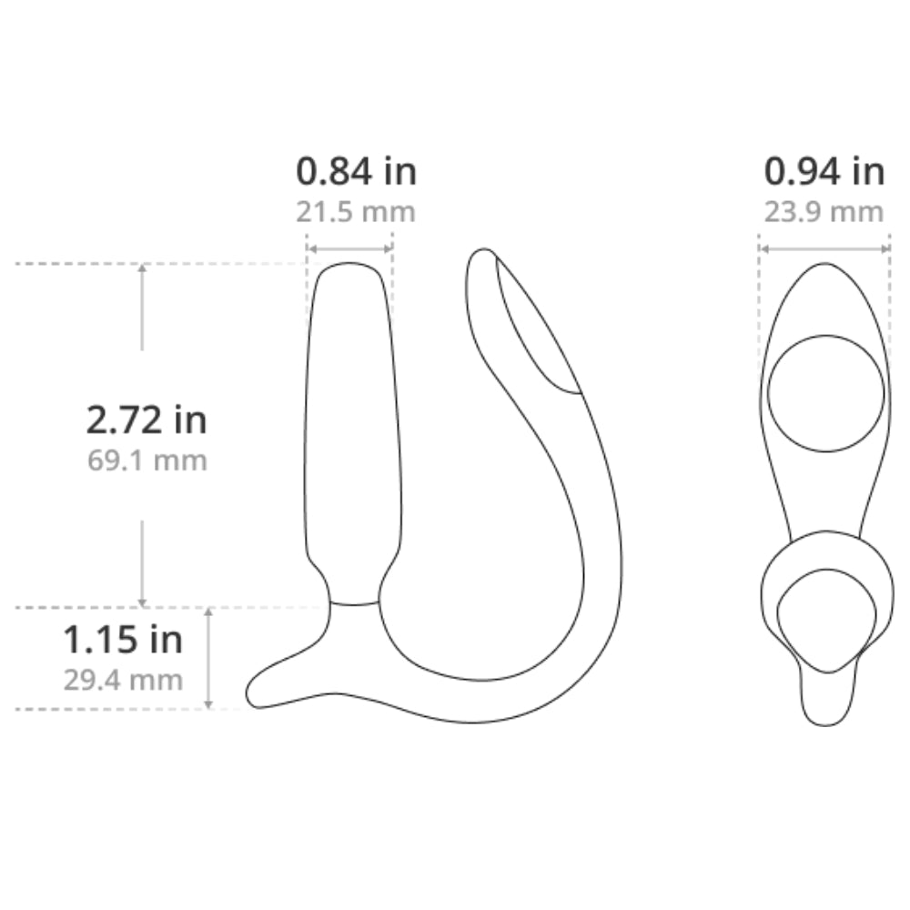 Lovense Lush Anal vibrator size guide showing length, width, and fit