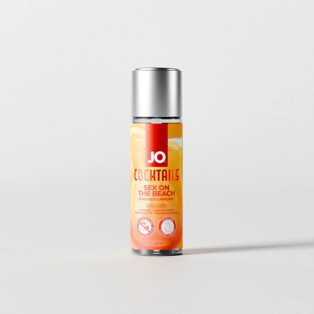 JO Cocktails 'Sex on the Beach' lubricant bottle on a light gray background