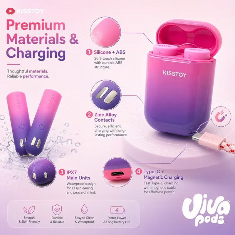 KISSTOY Viva Pods premium body-safe materials with charging accessories, personal wellness device Singapore