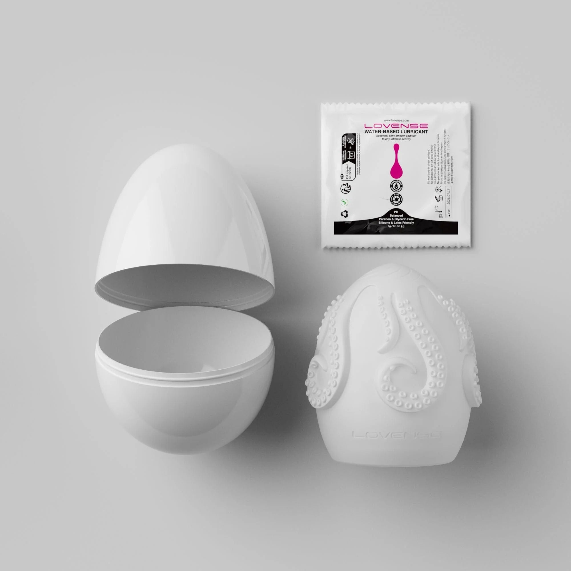 Lovense Kraken male masturbator retail packaging with pocket egg and accessories