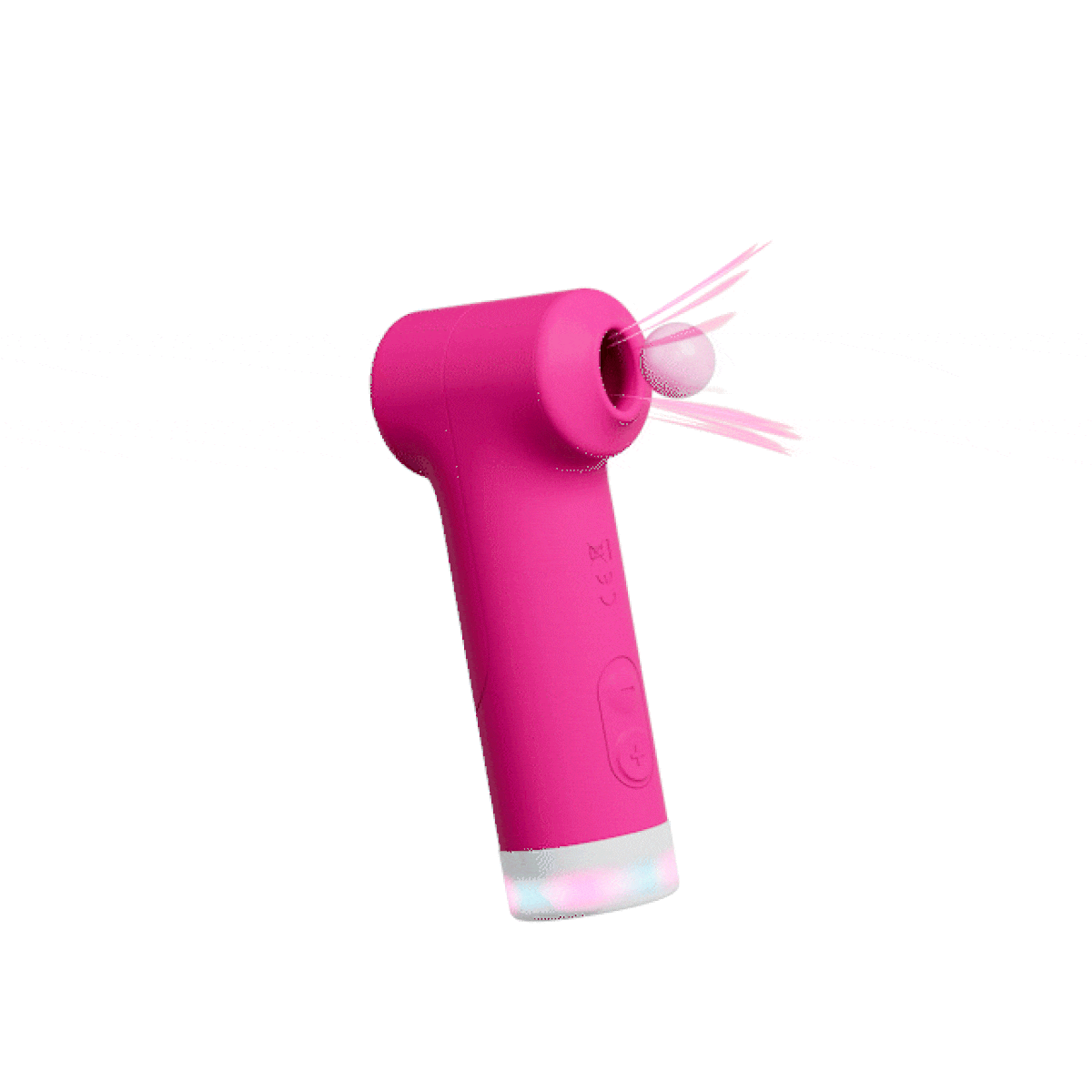 Pink suction vibrator demonstrating targeted airflow stimulation from angled nozzle design