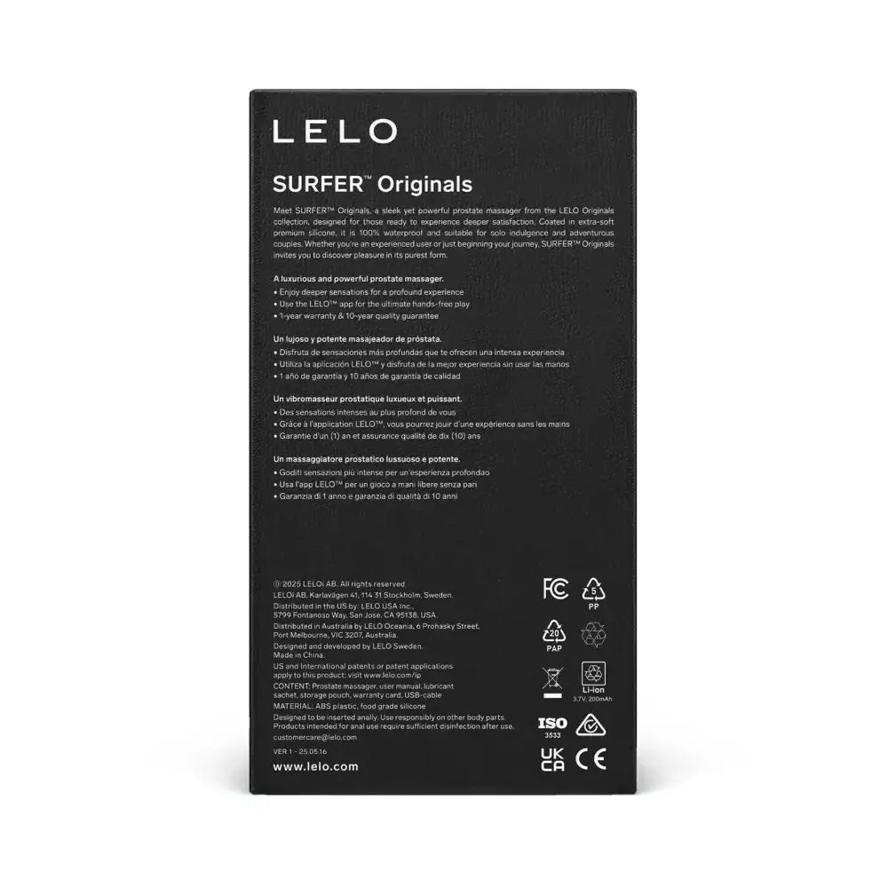 LELO Surfer Originals lifestyle-focused massager with ergonomic shape and elegant finish for comfortable, safe use Singapore