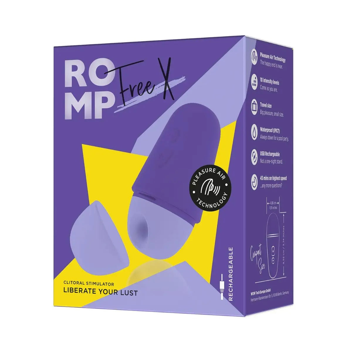 ROMP Free X clitoral stimulator with Purple Box