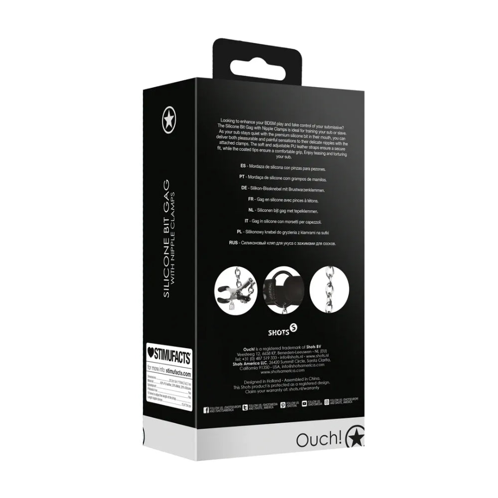 SHOTS Ouch! - Ouch! Bit Gag with Nipple Clamps