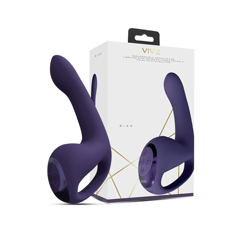 SHOTS - Riko Triple Motor Thumper with Advanced Finger Motion & Pulse Wave Stimulator - Purple