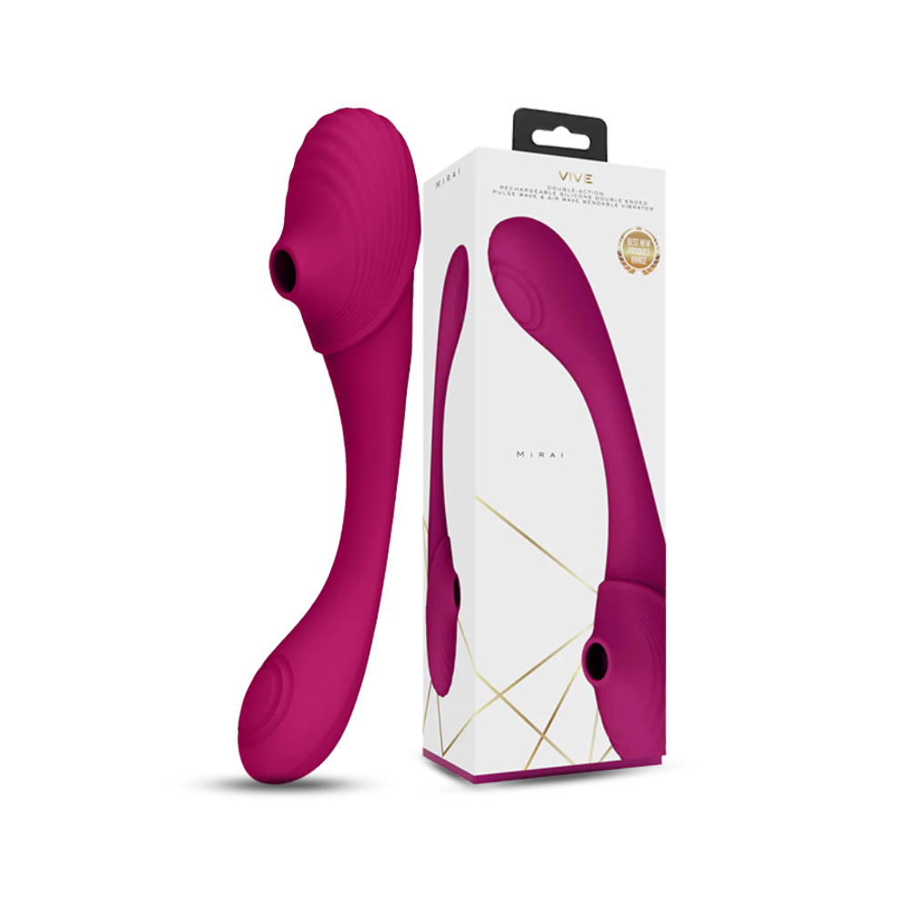 SHOTS - Mirai Double Ended Pulse Wave & Air Wave Bendable Vibrator - Pink