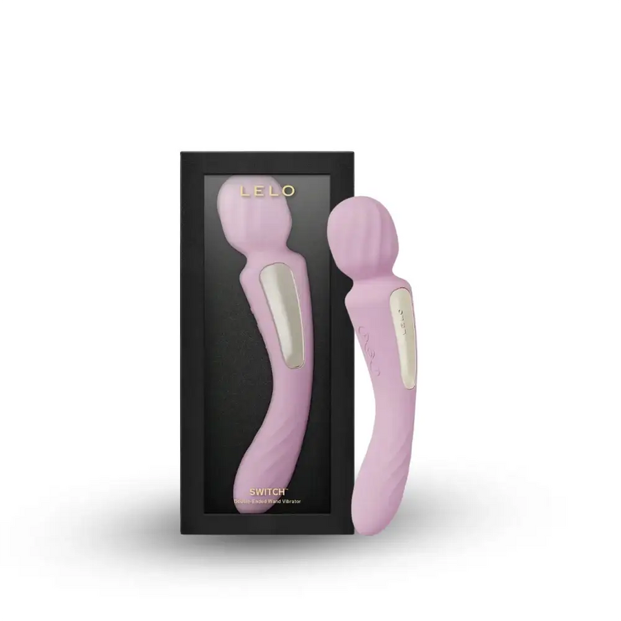 LELO Switch double-sided wand vibrator in Soft Pink with app-controlled functionality for versatile stimulation Singapore