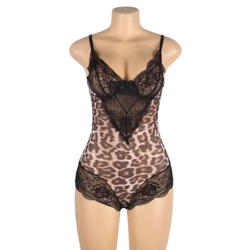 Bodysuit - 1 Pc Leopard Lace Sexy Bodysuit - Frisky Business Adult Sex Toys Shop
